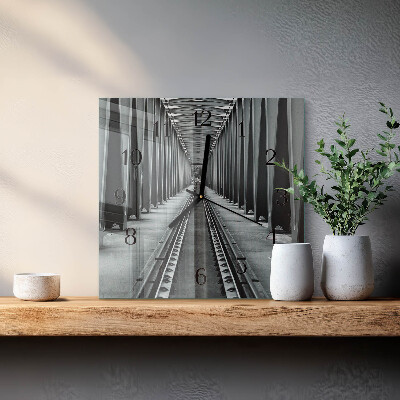 Square wall clock Railway Tracks