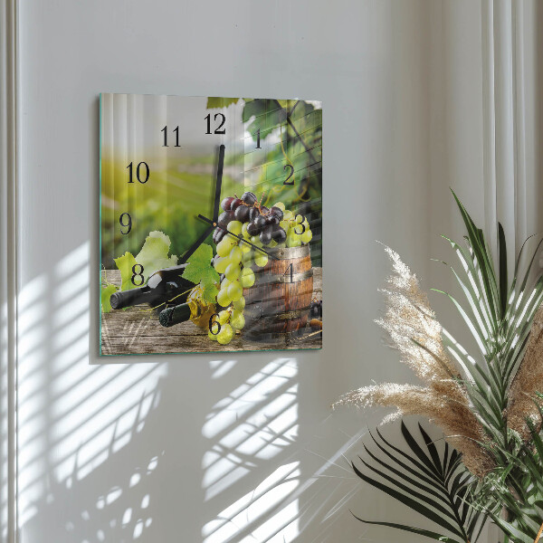 Square wall clock Grape Wine