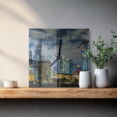 Square wall clock Night on the Town