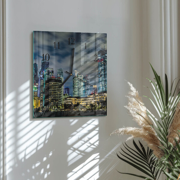 Square wall clock Night on the Town