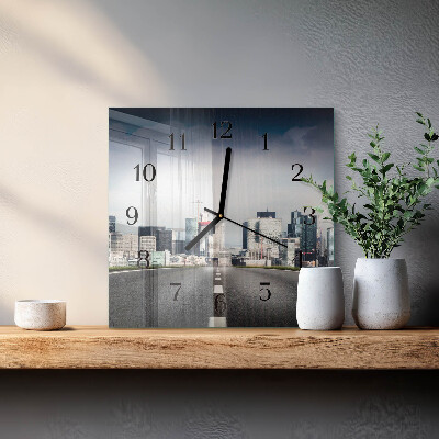 Square wall clock Road City