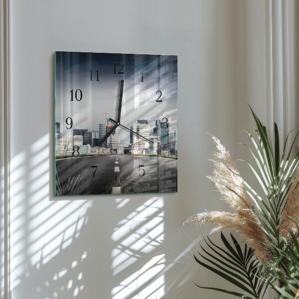Square wall clock Road City