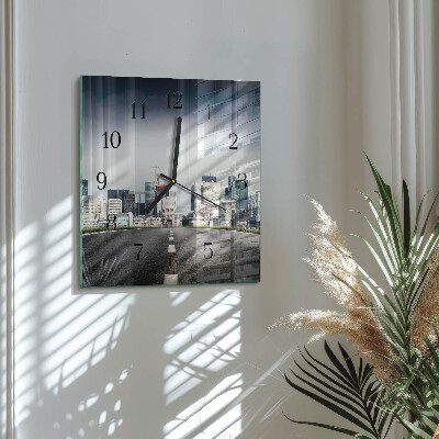Square wall clock Road City