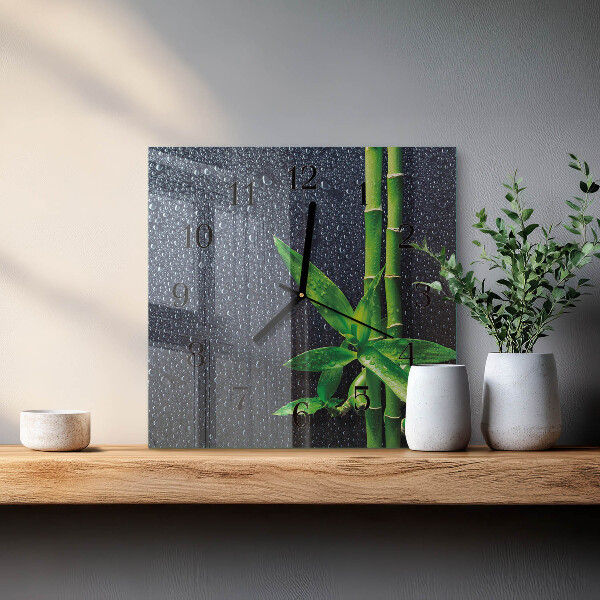 Square wall clock Drops and Bamboo
