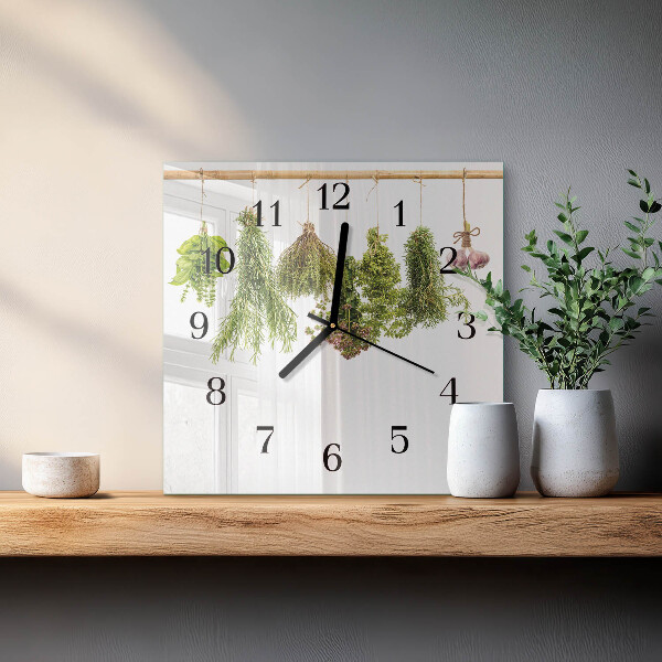 Square wall clock Herbs
