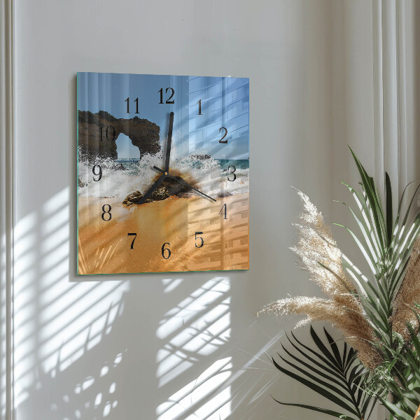 Square wall clock Beach