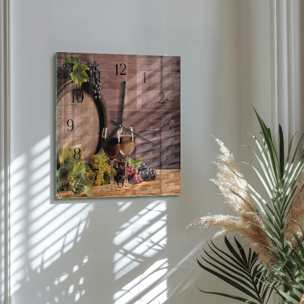 Square wall clock Grapes