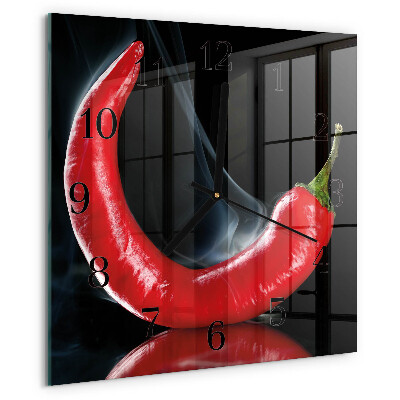 Square wall clock Chili pepper