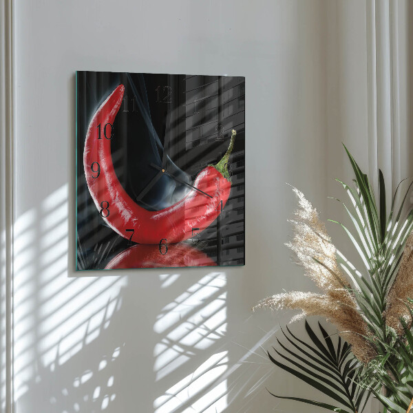 Square wall clock Chili pepper