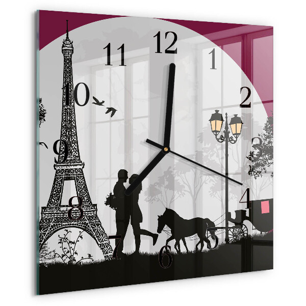 Square wall clock Love of Paris