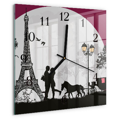 Square wall clock Love of Paris