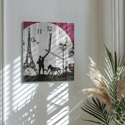 Square wall clock Love of Paris