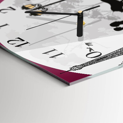 Square wall clock Love of Paris