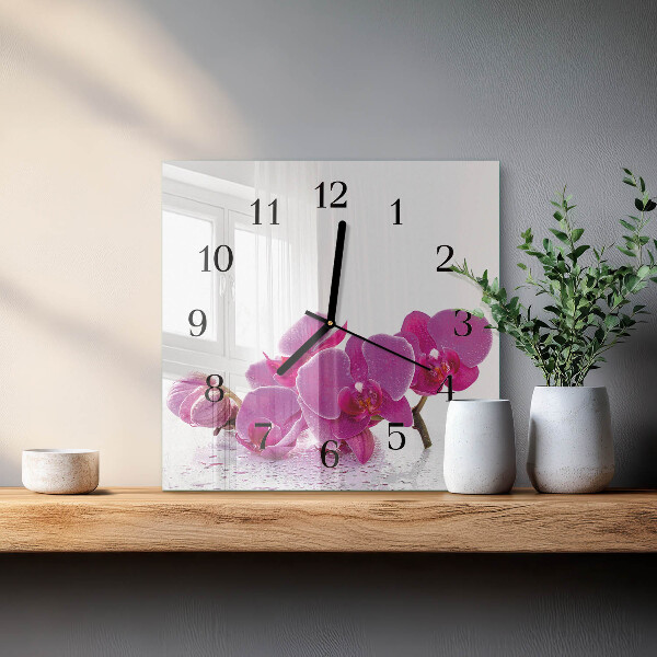 Square wall clock Orchid