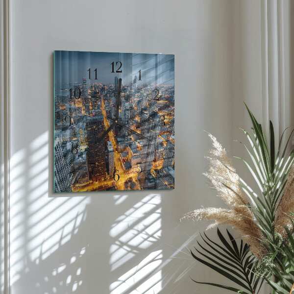 Square wall clock Night on the Town