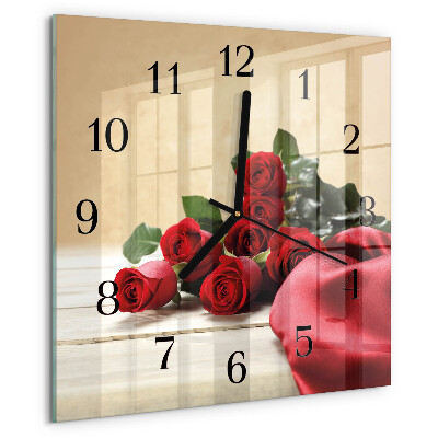 Square wall clock Roses