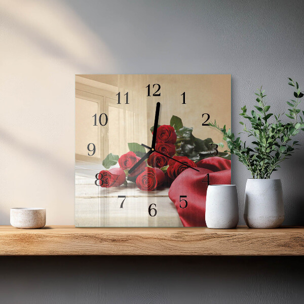 Square wall clock Roses