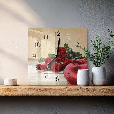 Square wall clock Roses
