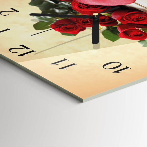 Square wall clock Roses