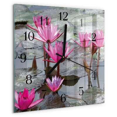 Square wall clock Water Lilies