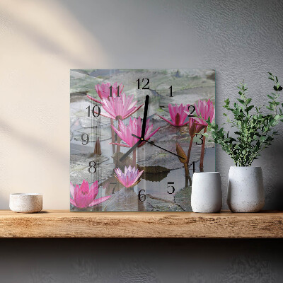 Square wall clock Water Lilies