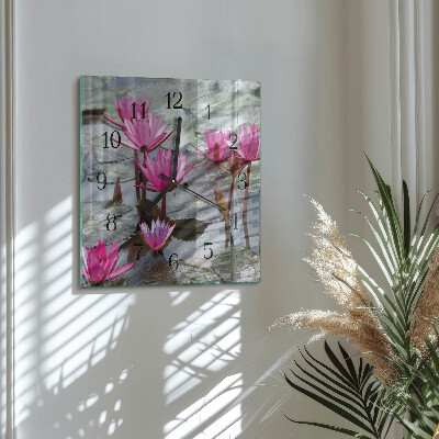 Square wall clock Water Lilies