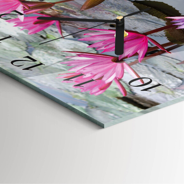 Square wall clock Water Lilies