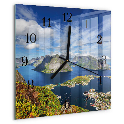Square wall clock Mountains