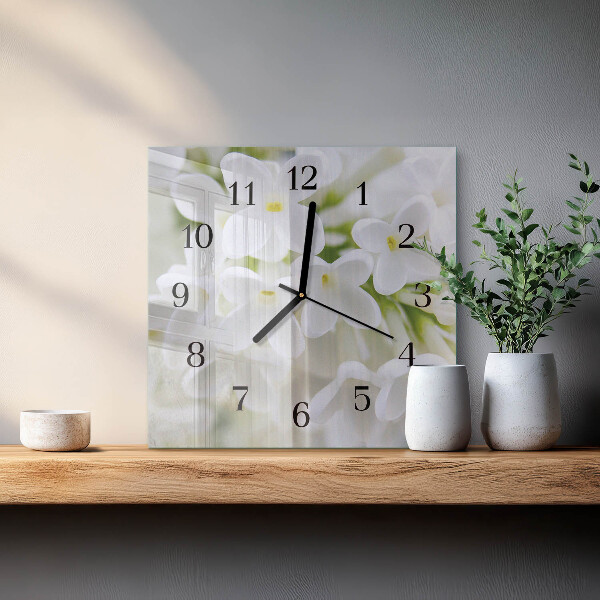 Square wall clock Flowers