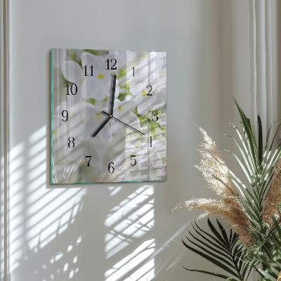 Square wall clock Flowers