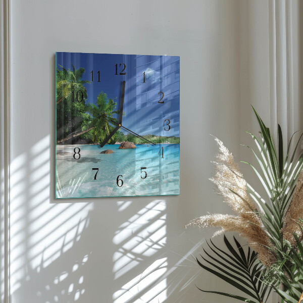 Square wall clock Island Palms