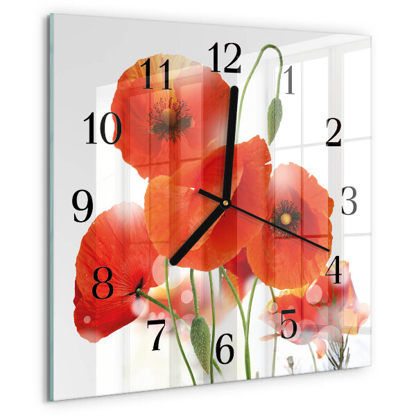 Square wall clock Poppies