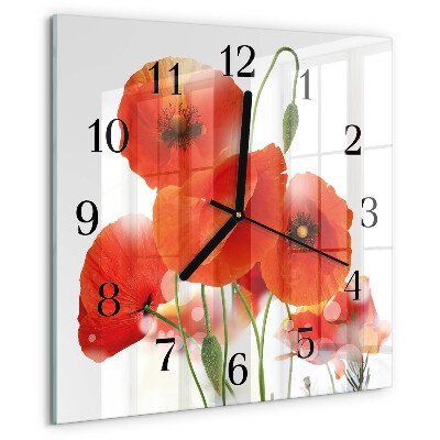 Square wall clock Poppies