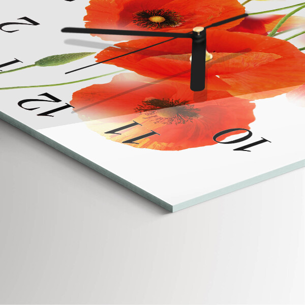 Square wall clock Poppies