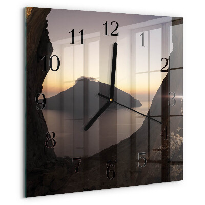 Square wall clock Ocean Mountain