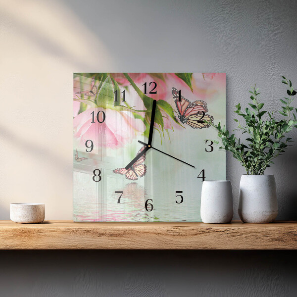 Square wall clock Butterflies