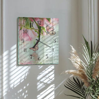 Square wall clock Butterflies