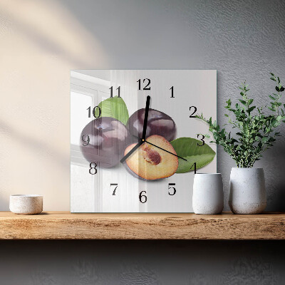 Square wall clock Plums