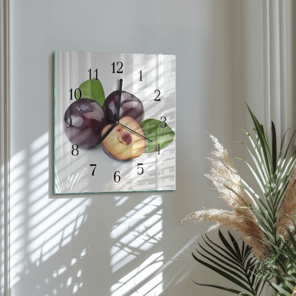 Square wall clock Plums
