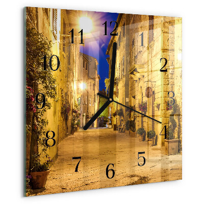 Square wall clock Street Night