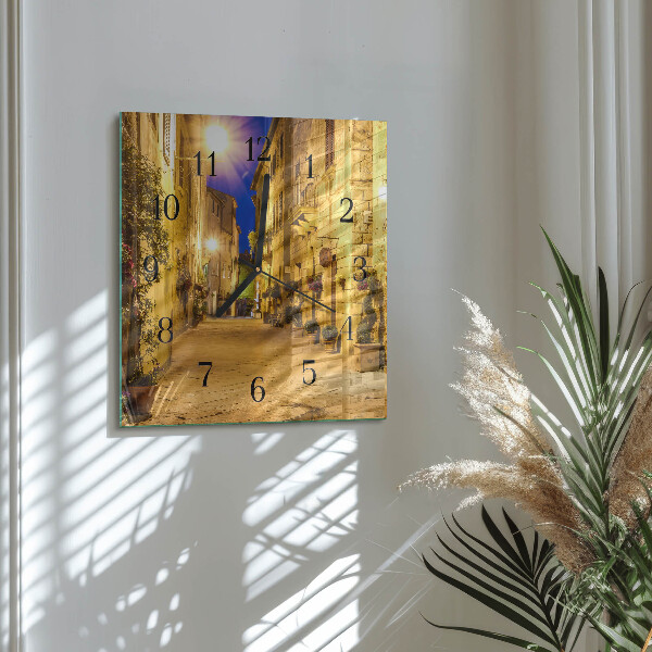 Square wall clock Street Night