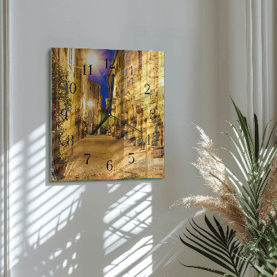 Square wall clock Street Night
