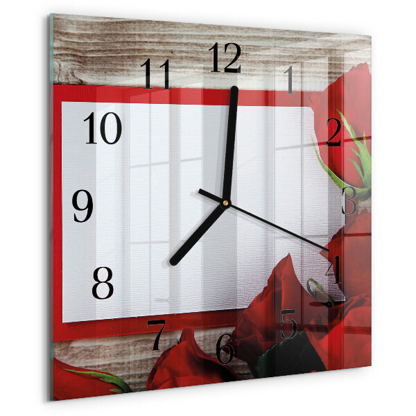 Square wall clock Roses