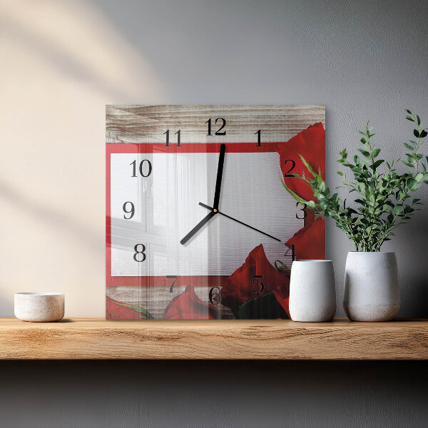 Square wall clock Roses