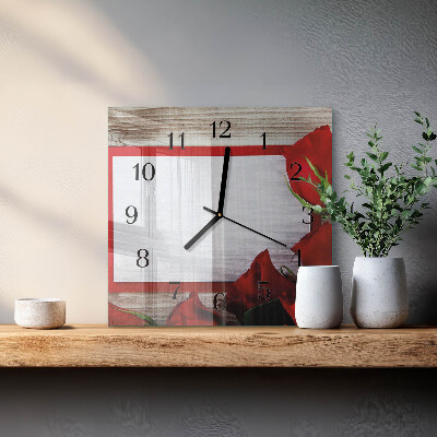 Square wall clock Roses