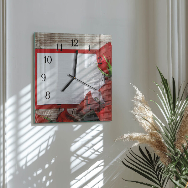 Square wall clock Roses