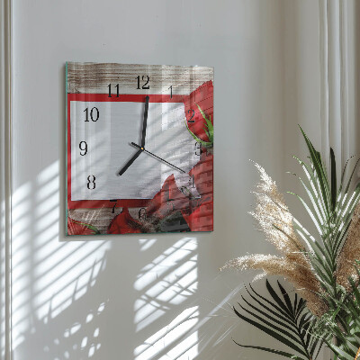 Square wall clock Roses