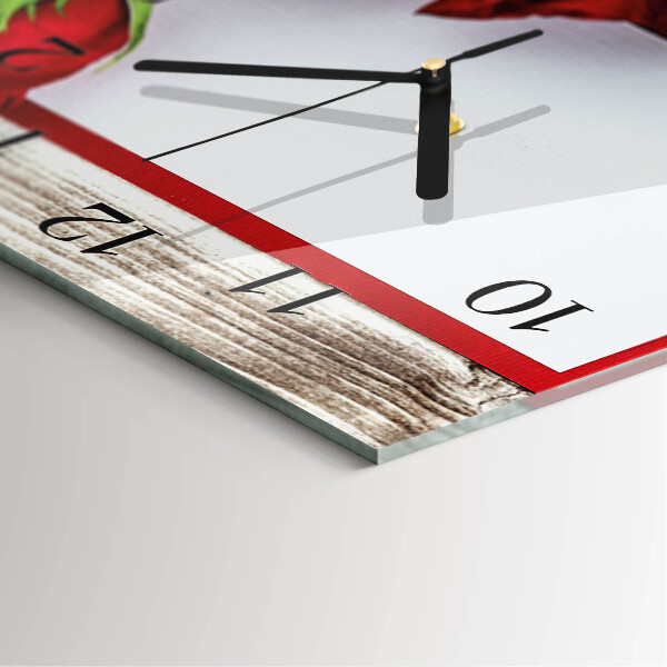 Square wall clock Roses