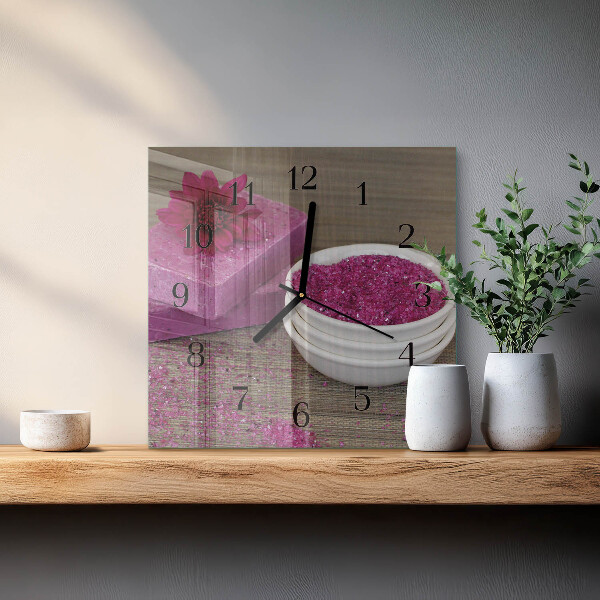 Square wall clock Flower