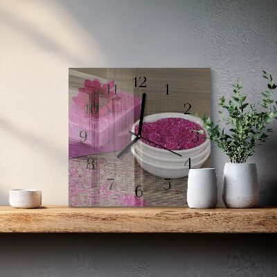Square wall clock Flower